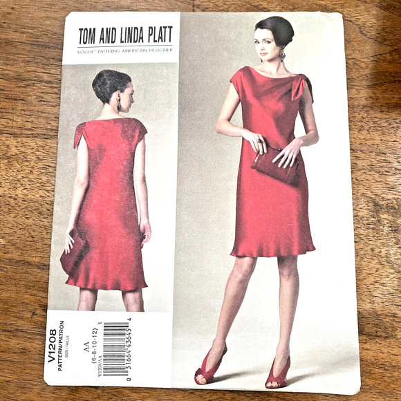 Vogue Sewing Pattern V1208 Designer Tom Linda Platt 2010 Cocktail Dress Sz 6-12 - Picture 1 of 6